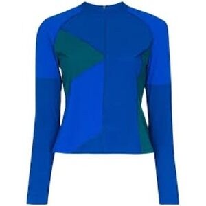 LNDR Zenith Malibu Rash Guard Long Sleeve Quarter Zip Athletic Top Blue Green M